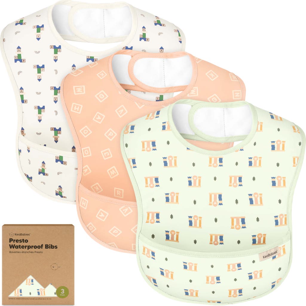 Keababies 3-pack Presto Waterproof Bibs In Toy Land
