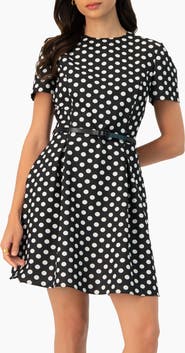IVONNE Polka Dot A-Line Short Dress