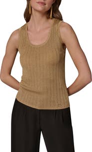 Donna Karan New York Metallic Scoop Neck Shell