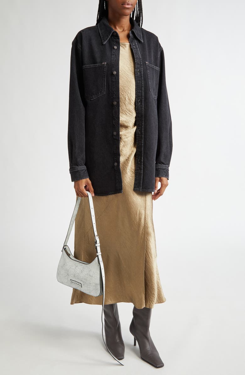 Acne Studios Relaxed Fit Organic Cotton Denim Button-Up Shirt, Alternate, color, Black