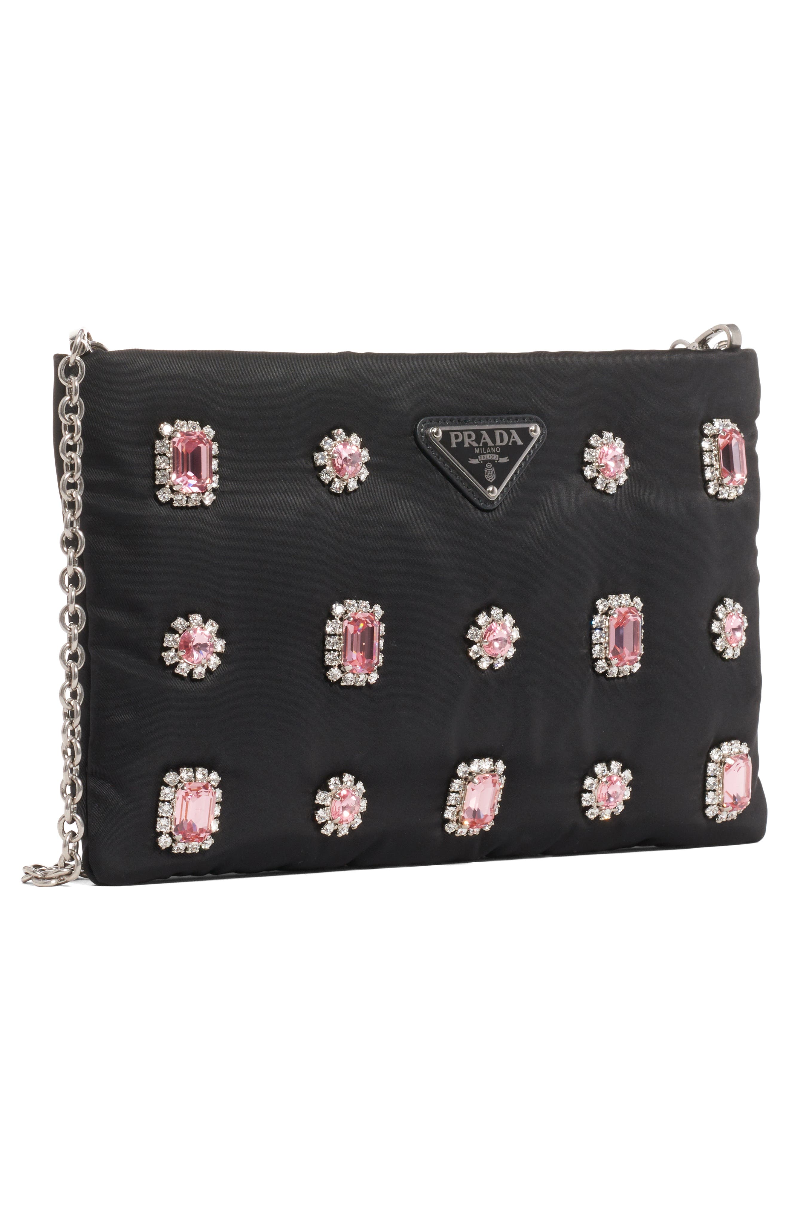 Prada Jewel Embellished Shoulder Bag, Alternate, color, 