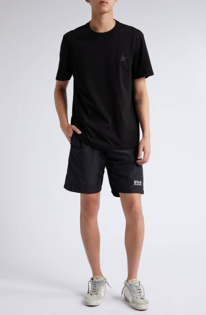 Golden Goose Diego Star Logo Wide Leg Shorts, Alternate, color, Black