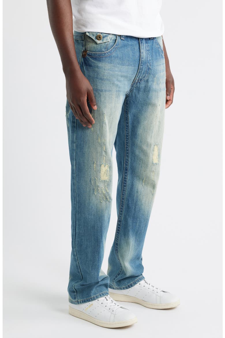 Relaxed Straight Leg Jeans, Alternate, color, BLUE