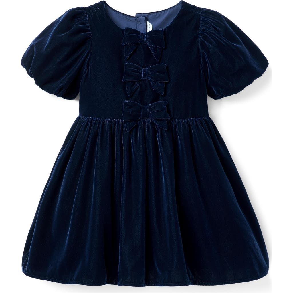 Janie And Jack The Velvet Bow Dress In Blue