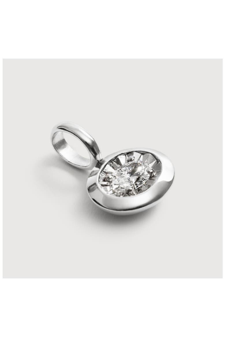 Sterling Silver Oval Lab Grown Diamond Charm, Alternate, color, STERLING SILVER / LAB DIAMOND