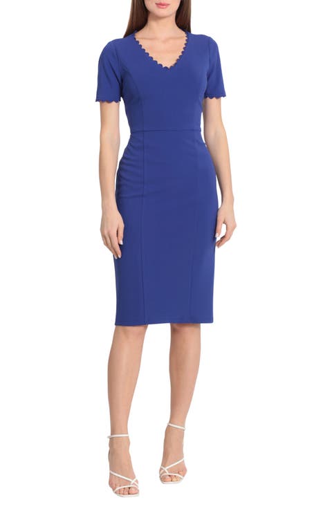 Short Sleeve Midi Sheath Dress