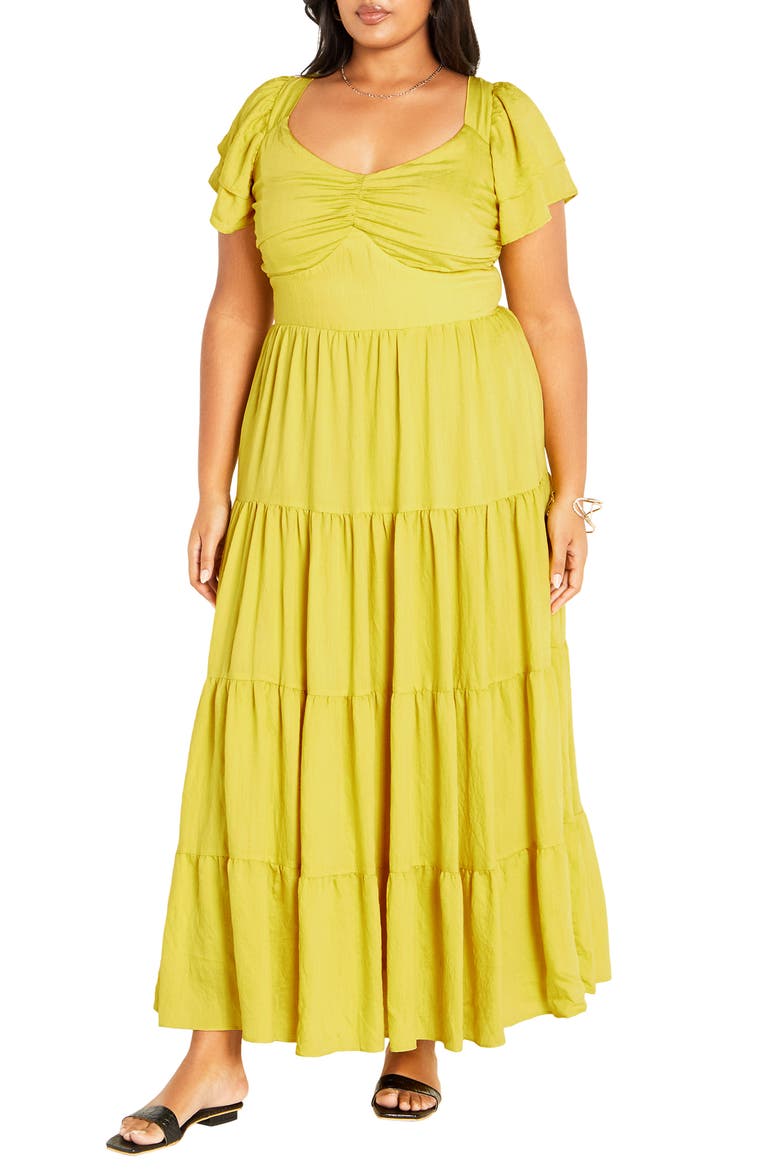 Ariella Tiered Dress, Main, color, LIME