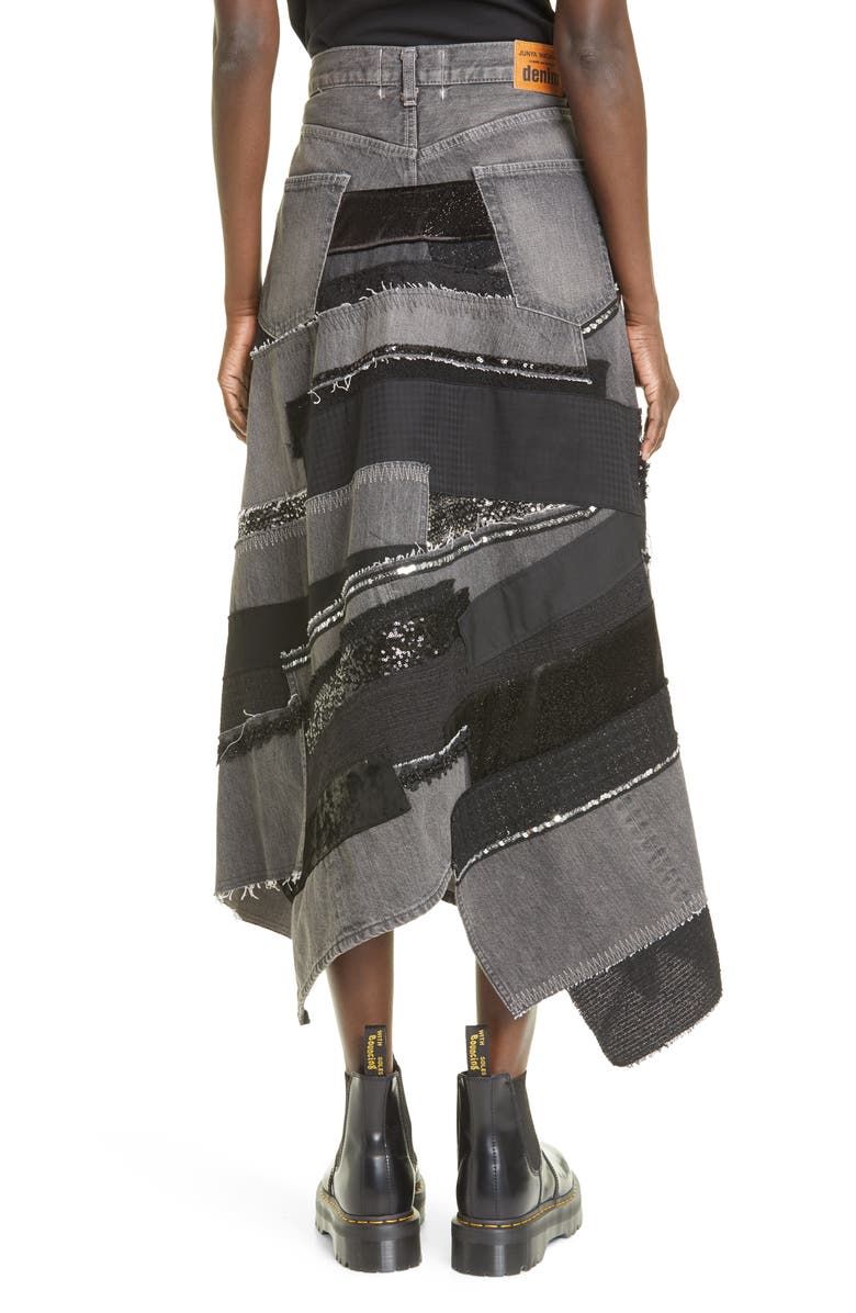 Junya Watanabe Asymmetric Mixed Media Skirt, Alternate, color, 