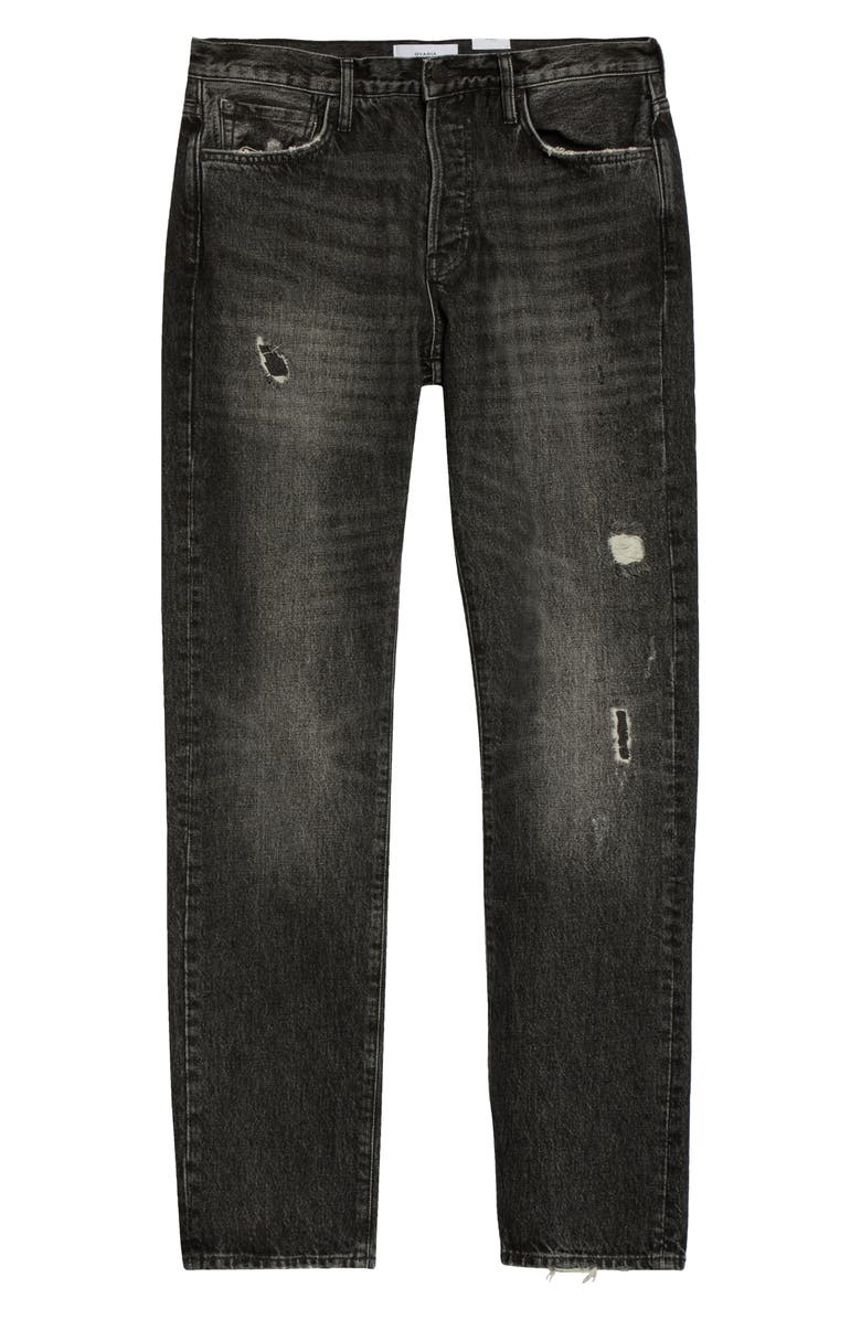 Ovadia Ripped Straight Coal Repair Jeans, Alternate, color, 