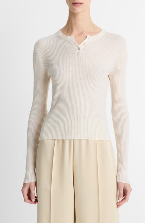 Cashmere & Silk Fitted Rib Henley