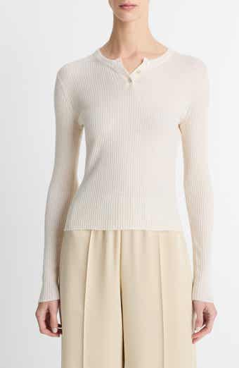 Cashmere & Silk Fitted Rib Henley