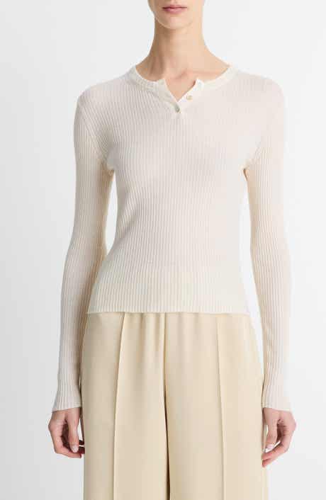 Cashmere & Silk Fitted Rib Henley