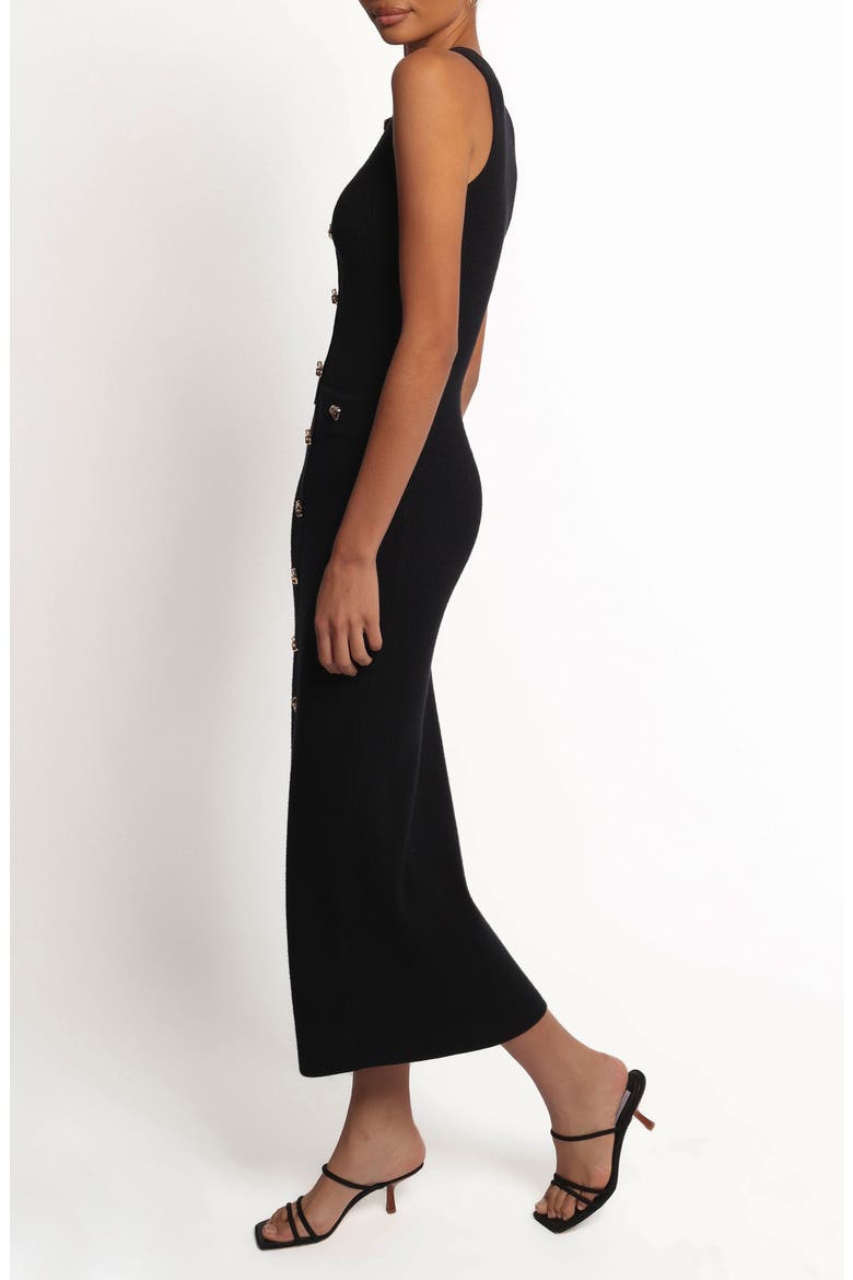 Sleeveless Rib Button-Up Sweater Midi Dress, Alternate, color, BLACK
