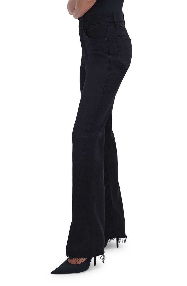 Good American Good Boy Twisted Slit Raw Hem Jeans, Alternate, color, Black318