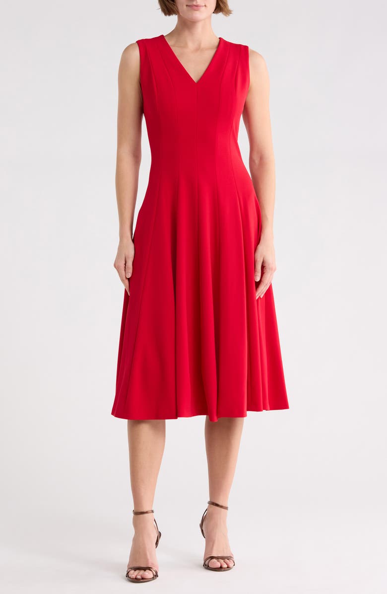 Calvin Klein Sleeveless Midi Dress, Main, color, Red