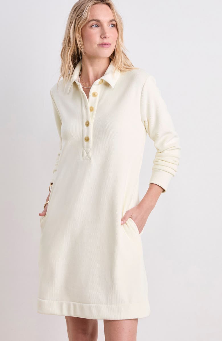 vineyard vines Long Sleeve Knit Corduroy Popover Dress, Alternate, color,