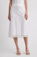 Bella Venice Lace Trim Cotton Eyelet Midi Skirt