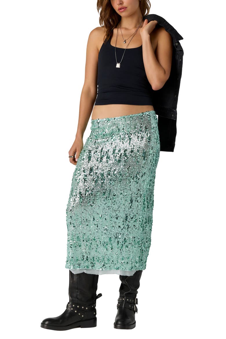 Intimately FP Party Trick Sequin Midi Skirt, Alternate, color, FAIREST JADE