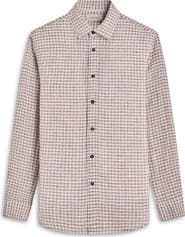Bugatchi Karl Shaped Fit Gingham Check Linen Button-Up Shirt
