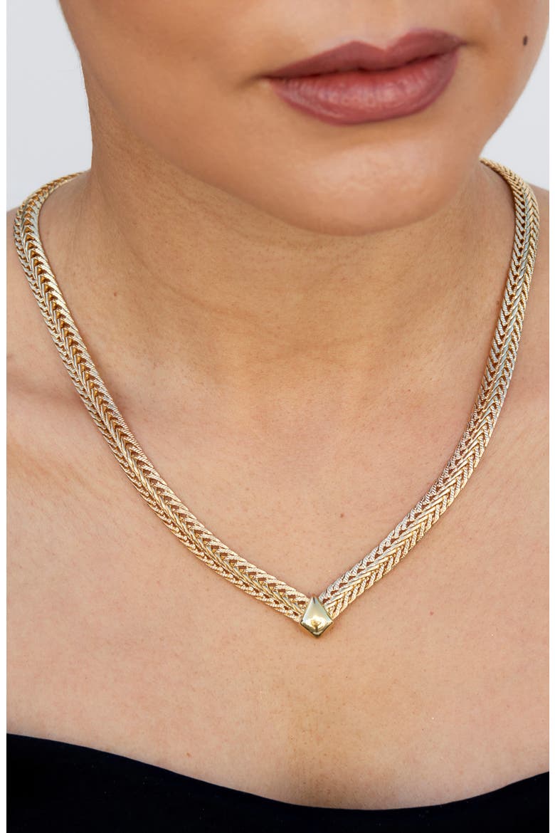 Mesh Chain Collar Necklace, Alternate, color, YELLOW