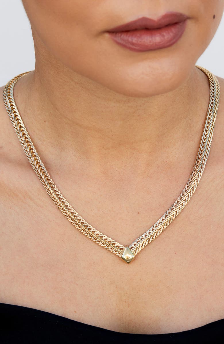 SAVVY CIE JEWELS Mesh Chain Collar Necklace, Alternate, color, Yellow