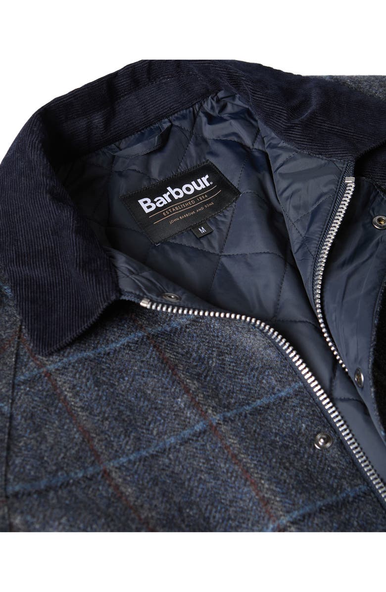 Barbour Bedale Check Corduroy Collar Wool Jacket, Alternate, color, Blue