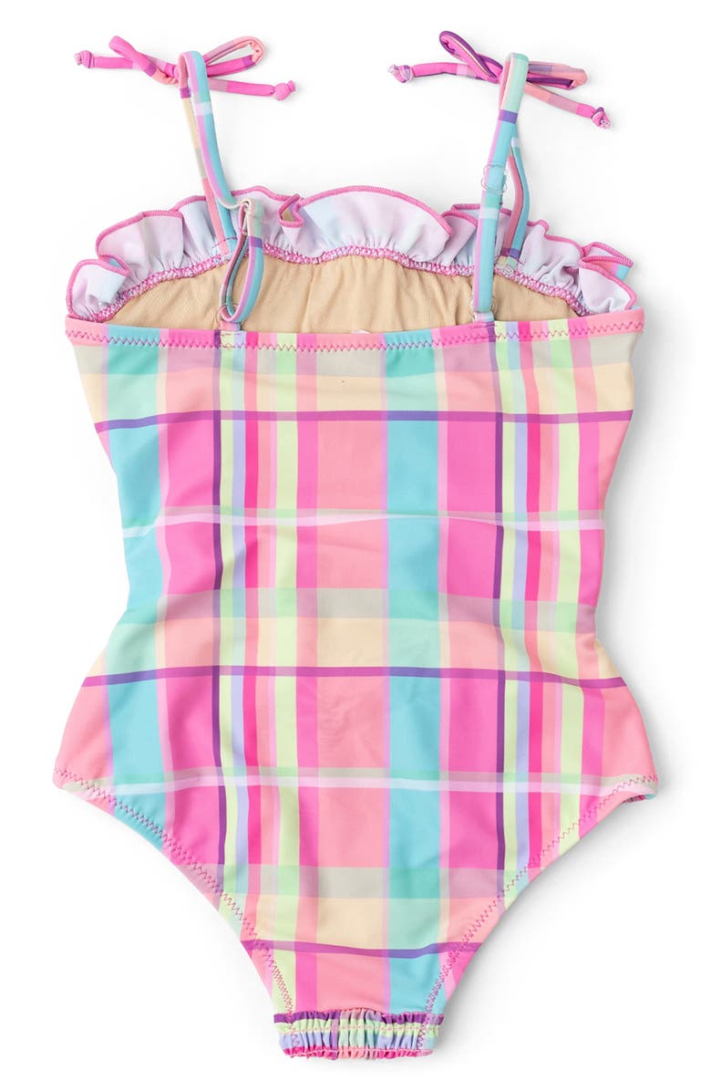 Shade Critters Kids' Summer Plaid Smocked One-Piece UPF 50+ Swimsuit, Alternate, color, Green Multi
