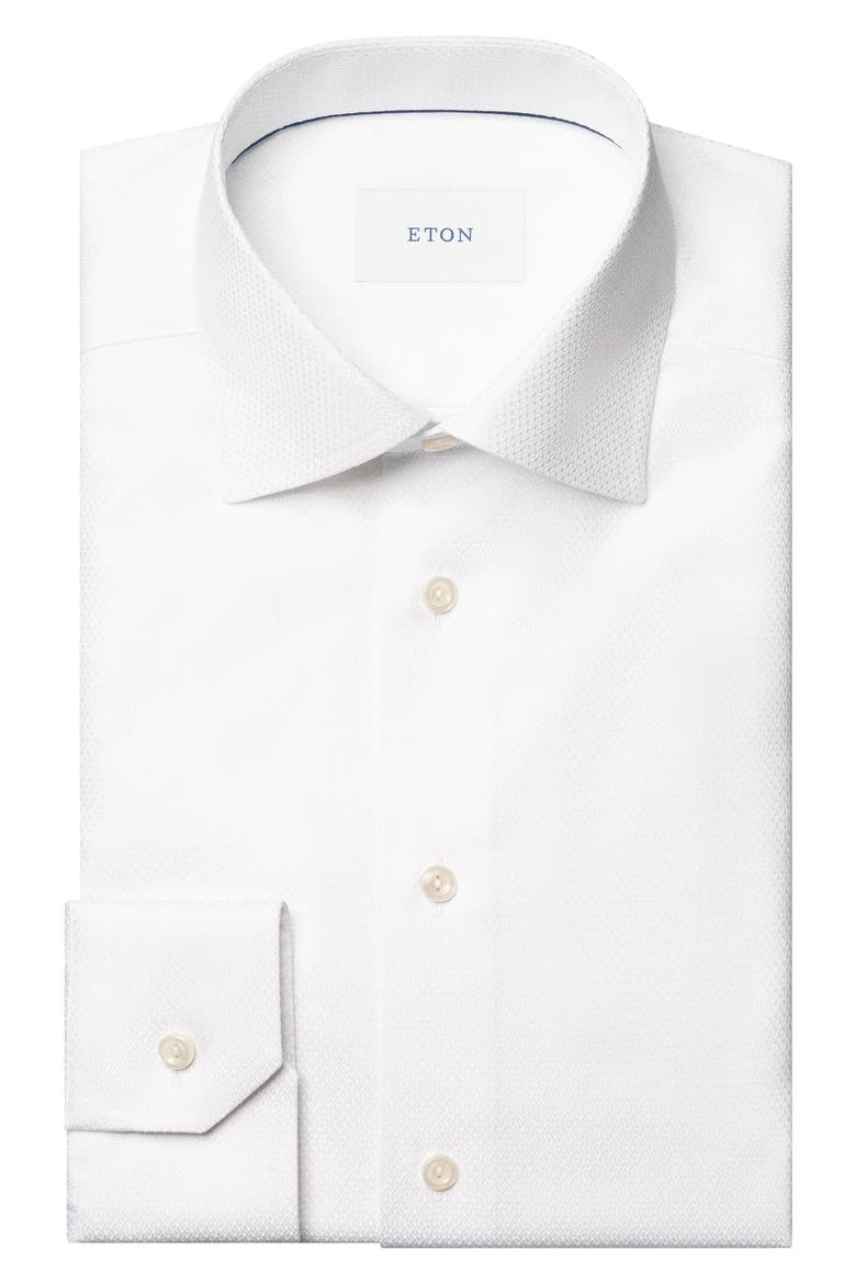 Slim Fit Cotton Dobby Dress Shirt, Alternate, color, WHITE