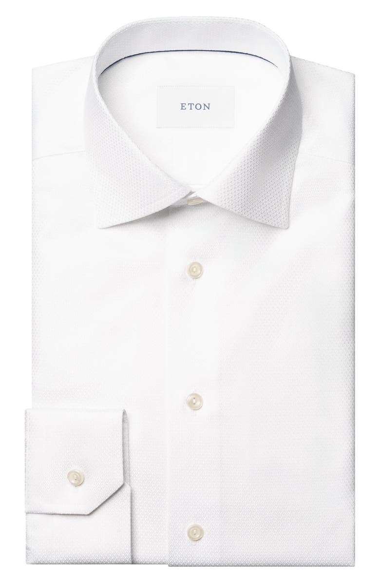 Eton Slim Fit Cotton Dobby Dress Shirt, Alternate, color, White