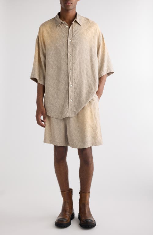 Acne Studios Short-sleeve Viscose Shirt With Classic Collar And Button-down Front In Warm Grey