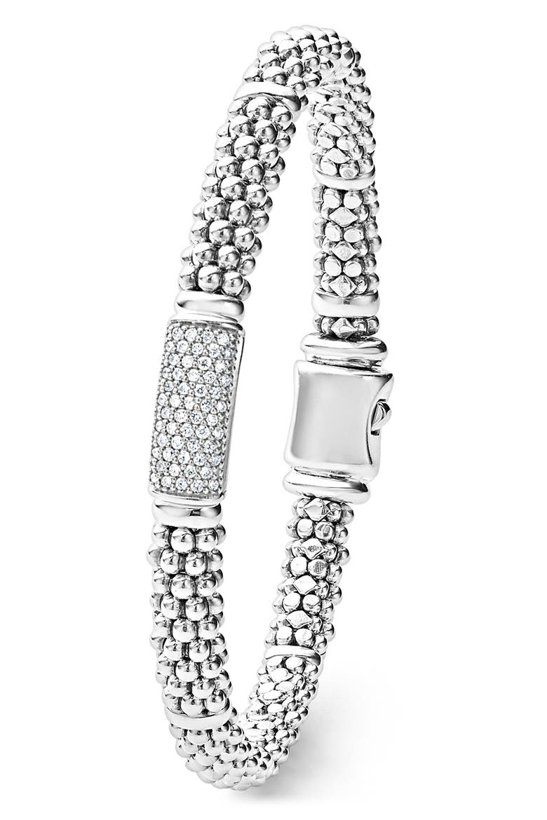 Signature Caviar Pavé Diamond Bracelet, Alternate, color, SILVER DIAMOND