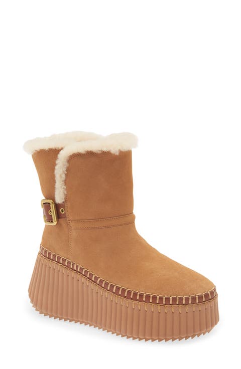 Nama Genuine Shearling Platform Ankle Boot