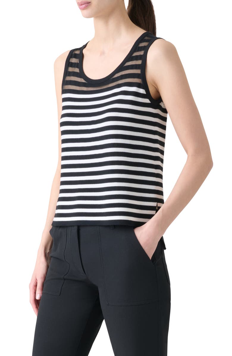 Akris punto Kodak Stripe Virgin Wool Blend Sweater Tank, Alternate, color, Black-Cream