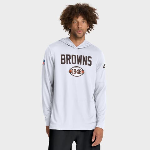 Men's Nike White Cleveland Browns Alt Pack Pass Accuracy Performance Long Sleeve Hoodie T-Shirt