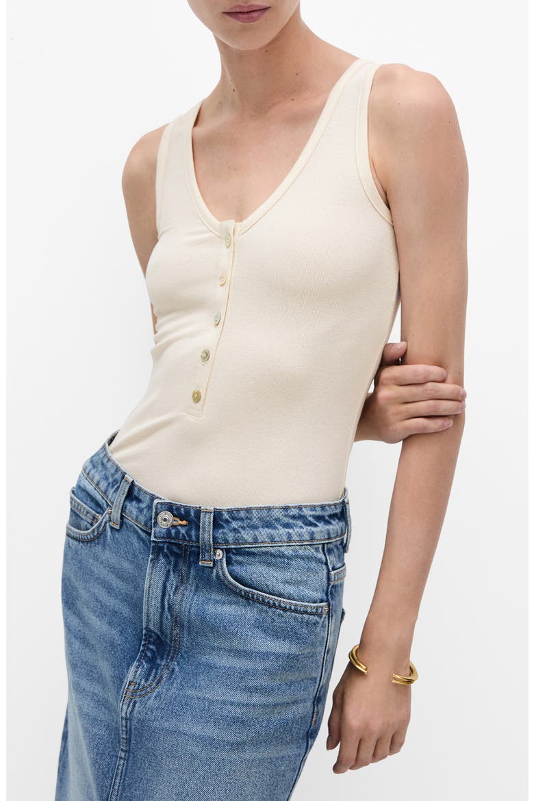 Button Front Tank Bodysuit, Main, color, ECRU