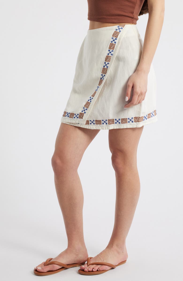 Rip Curl San Carlos Embroidered Linen Blend Miniskirt, Alternate, color, Lily