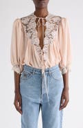 Chloé Lace Trim Silk Top