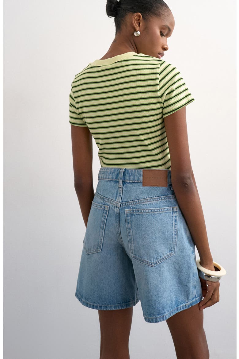 Editor Mid Rise Denim Shorts, Alternate, color, BLUE