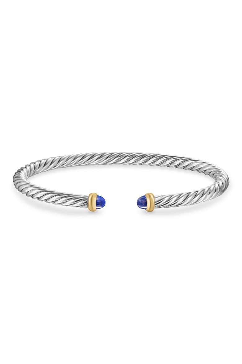 Cable Flex Bracelet in Sterling Silver with 14K Yellow Gold, 4mm, Alternate, color, STERLING SILVER/ GOLD/ LAPIS