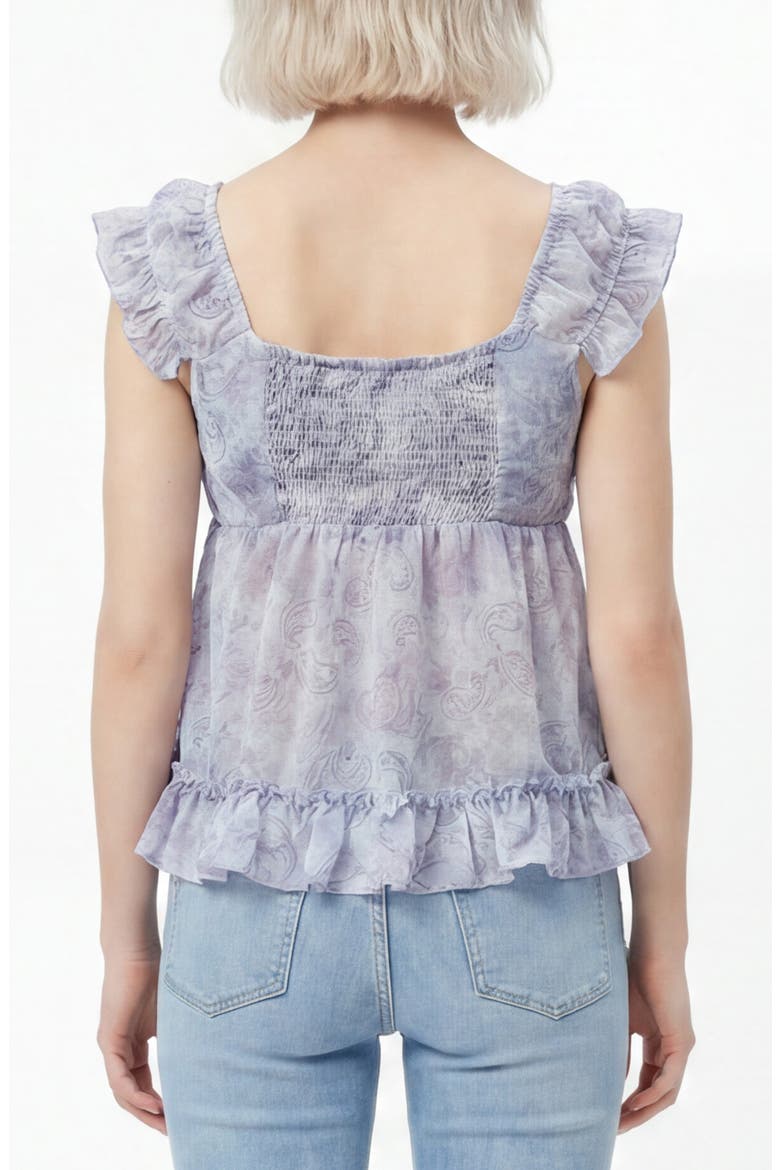 Honey Paisley Lace Trim Peplum Top, Alternate, color, PURPLE