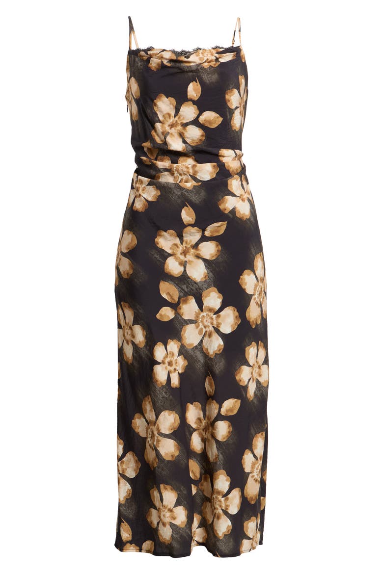 Floral Print Slipdress, Alternate, color, BLACK
