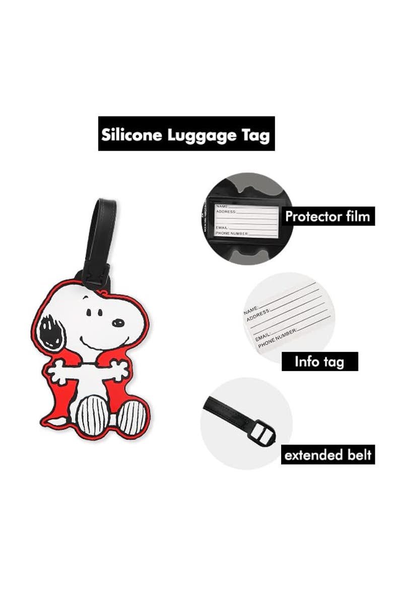 Snoopy Luggage Tag, Set of 4, Alternate, color, Red, white
