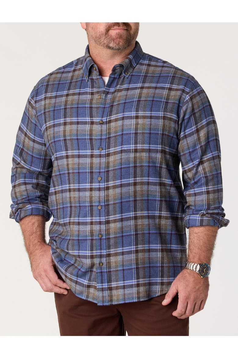 Big & Tall Large Plaid Flannel Sport Shirt V7, Main, color, BLUE PURPLE MULTI