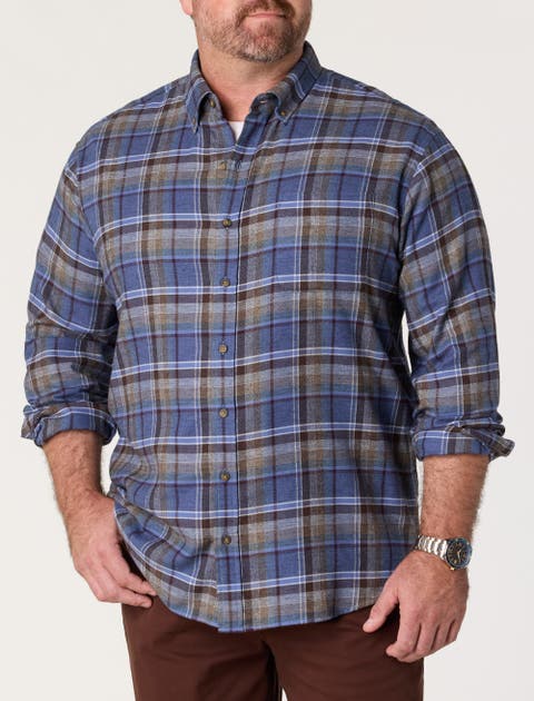 Big & Tall Large Plaid Flannel Sport Shirt V7