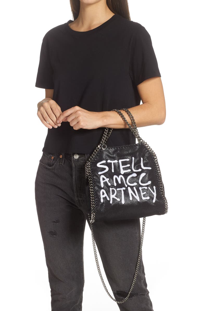Stella McCartney x Ed Curtis Shared 3 Mini Falabella Embroidered Logo Faux Leather Tote, Alternate, color,