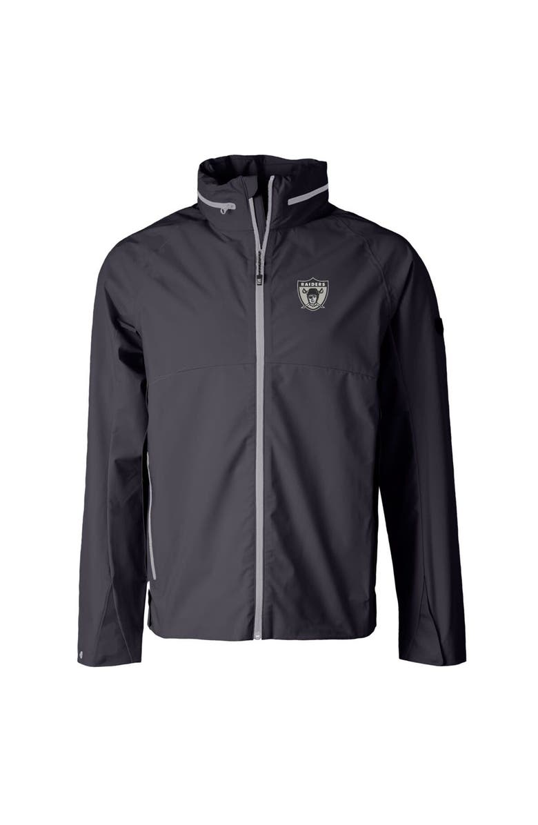 Cutter & Buck Men's Cutter & Buck Graphite Las Vegas Raiders Throwback Logo Vapor Water Repellent Stretch Full-Zip Rain Jacket, Alternate, color,