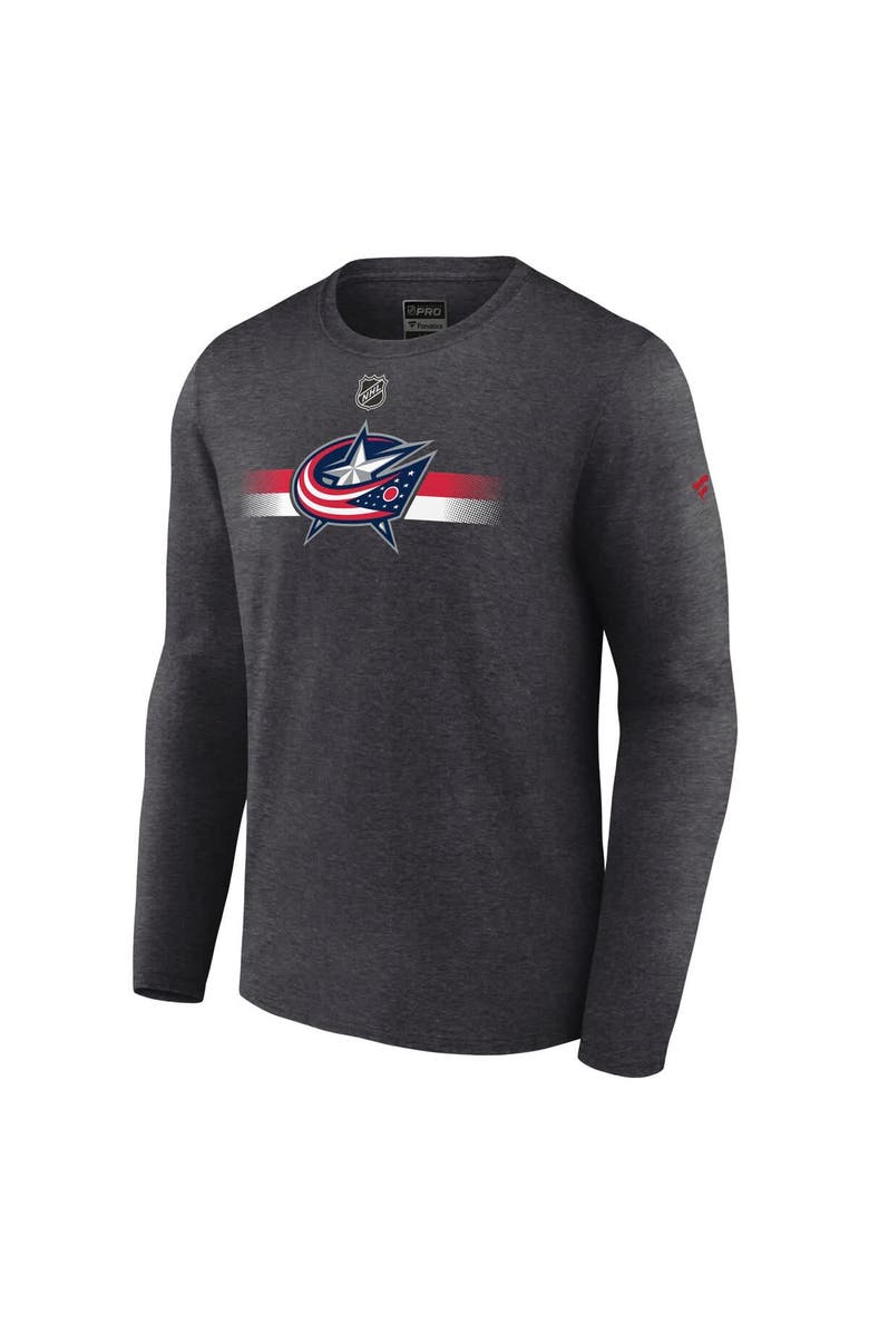 FANATICS Men's Fanatics  Heather Charcoal Columbus Blue Jackets Authentic Pro Secondary Long Sleeve T-Shirt, Alternate, color, Heather Charcoal