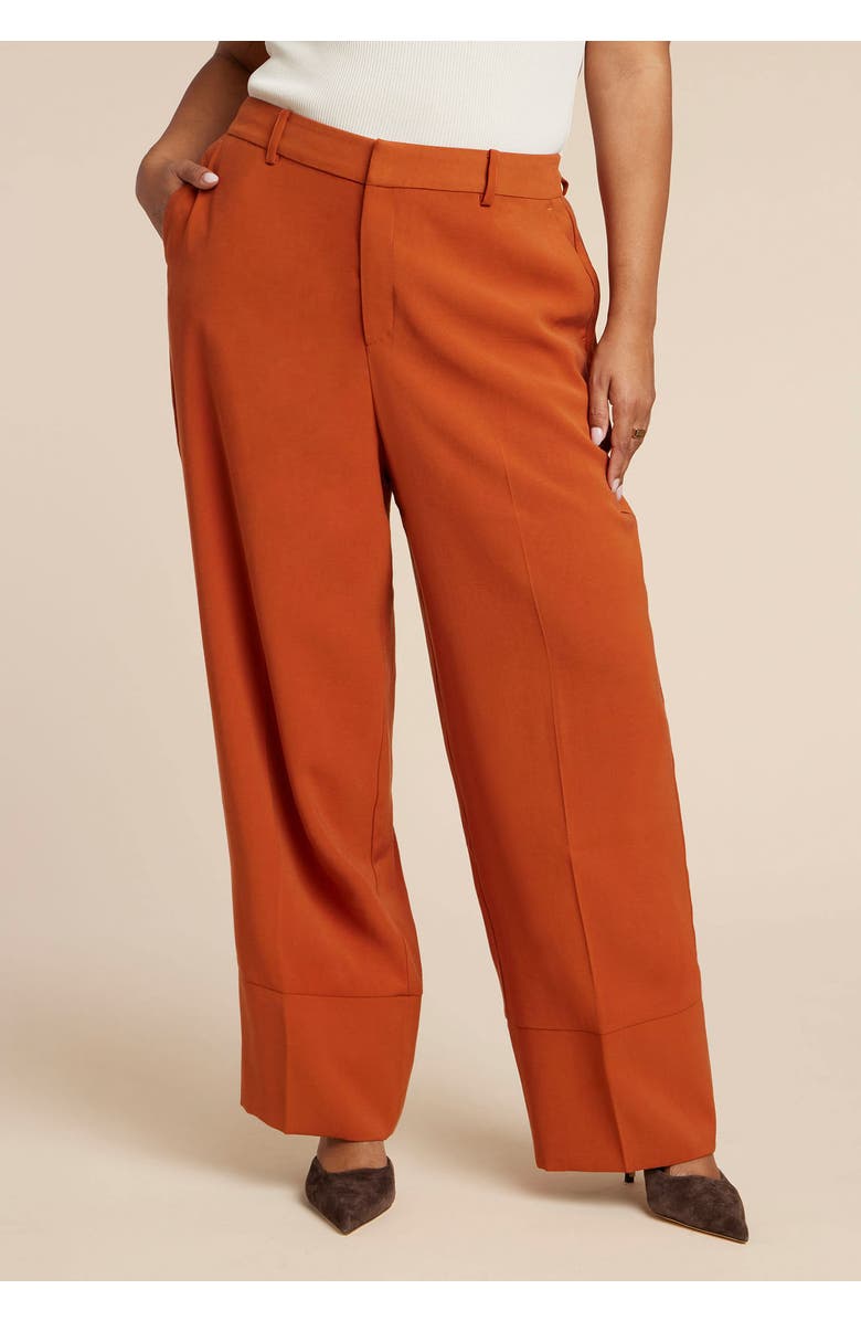 ELOQUII Tall Cuff Trouser, Alternate, color, Terracotta