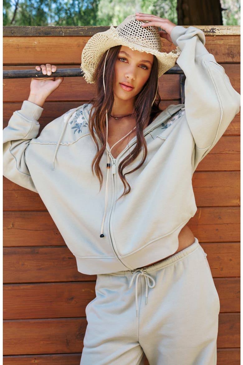 Embroidered Full Zip Hoodie, Alternate, color, DESERT SAGE