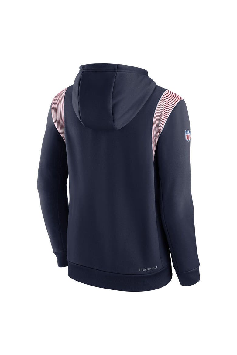 Men's Nike Navy New England Patriots Sideline Athletic Stack Performance Pullover Hoodie, Alternate, color, Navy